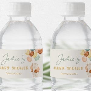 Baby Shower Favors for Guests. Water Bottle Labels. Elephant Baby Shower Printable Labels. Editable Template Digital Personalized Labels. E2
