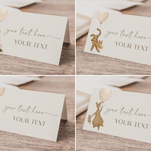 Winnie the Pooh Place Cards. Classic Pooh Bear Food Labels. Table Name Cards. Editable Tent Cards. Printed Gender Neutral Decorations. N1 B2 image 1