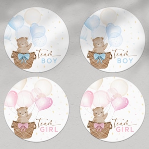 Team Boy Team Girl Stickers for Gender Reveal Party. Boy OR Girl Printable Stickers. Teddy Bear Voting Sign Stickers. Editable Templates. T1