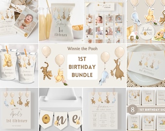 Klassisches Winnie Puuh-Paket zum 1. Geburtstag. Vintage Pooh Dekorationspaket. Girl & Boy First Birthday Decor Neutral Pooh Party Supplies B2Möbel & Wohnen, Feste & Besondere Anlässe, Party- & Eventdekoration!