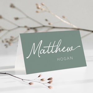 Sage Green Wedding Place Cards. Place Cards Template. Escort Cards. Wedding Name Cards. Name Place Cards. Downloadable Name Place Setting. image 2