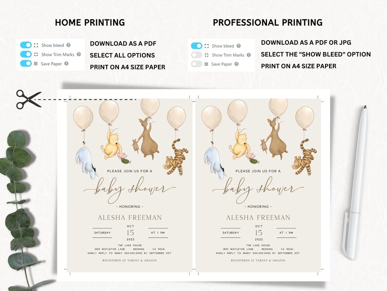 Winnie the Pooh Invitations. Classic Winnie the Pooh Digital Etsy
