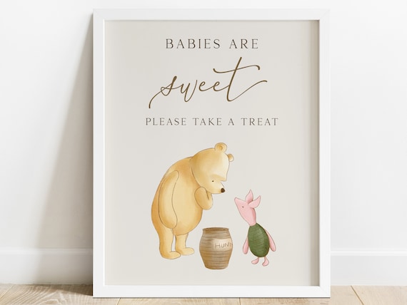 Classic Winnie the Pooh Dessert Table Sign Baby Shower. Babies are Sweet Sign. Please Take One Signage. Treat Signs. Printable Template. N1