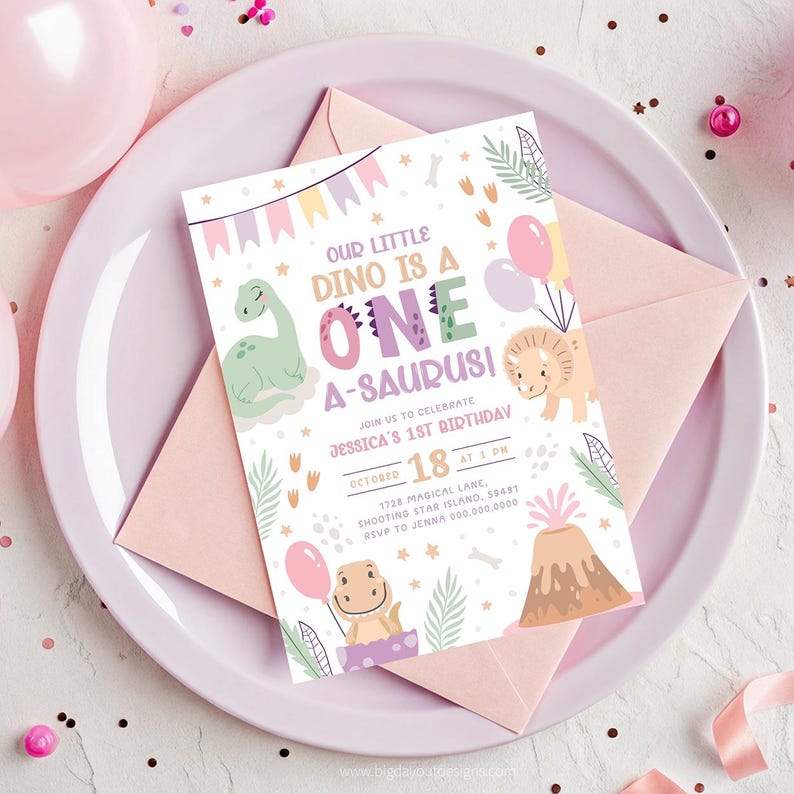 Dinosaur Birthday Invite One