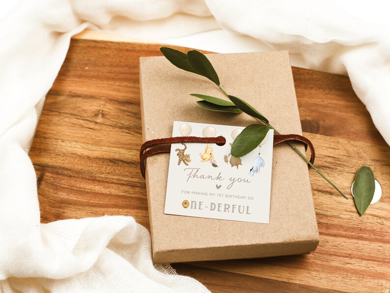 Winnie the Pooh Onderful Birthday Souvenir Tag. Thank You for Coming Printable Thank You Tags. Vintage Pooh 1st Birthday Party Favour Tag B2 immagine 6