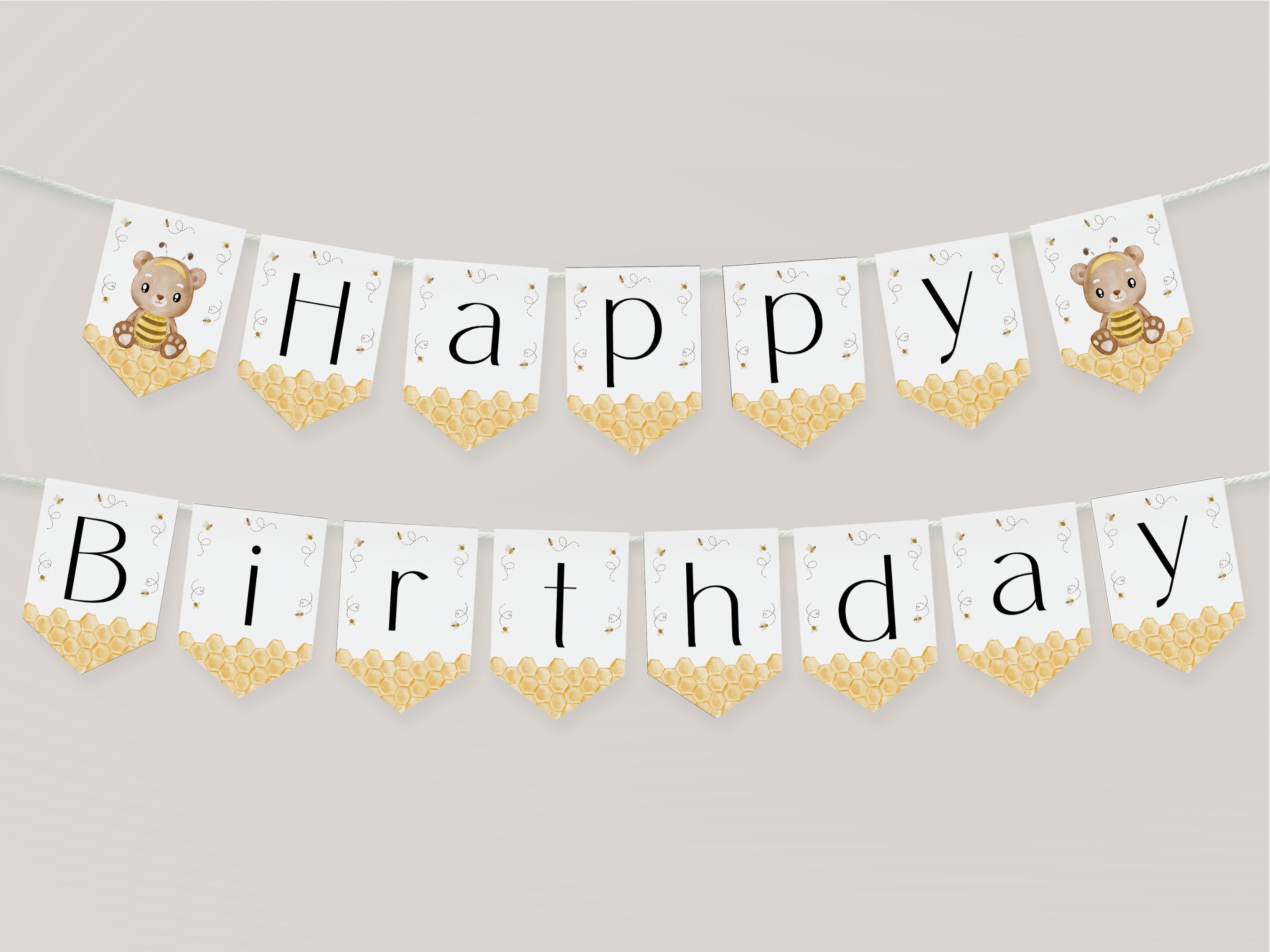 Happy First Bee Day Banner. Honey Bee 1st Birthday Party Banner Bunting ...