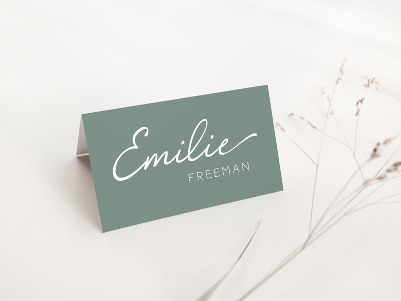 Sage Green Wedding Place Cards. Place Cards Template. Escort Cards. Wedding Name Cards. Name Place Cards. Downloadable Name Place Setting. image 1