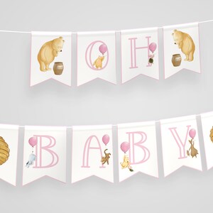 Vintage Winnie the Pooh Baby Shower Banner Decorations. Its a Girl Banner Sign. Classic Pooh Decor. Editable Digital Download Template. G1