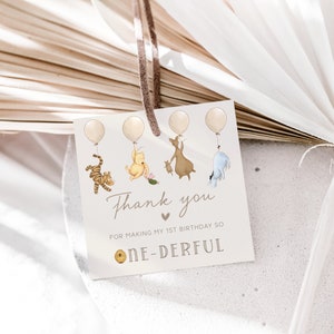 Winnie the Pooh Onderful Birthday Souvenir Tag. Thank You for Coming Printable Thank You Tags. Vintage Pooh 1st Birthday Party Favour Tag B2 immagine 5