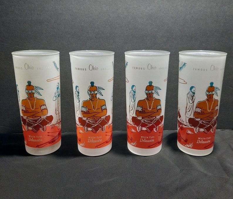 6 Vintage Famous Ohio Indian Glasses From Bonded Oil Etsy