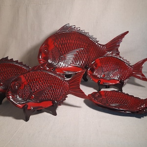 Kamakura Bori Vintage Red Lacquer Trays