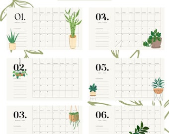 2023 Minimalist Plant Calendar | Modern | Monthly Planner | Wallpaper for Computer | Digital Download | Instant Download