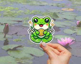 Handmade Frog Sticker | Cute Animal Vinyl Decal | Laptop and Water Bottle Sticker | Nature Lover Art | Amphibian Sticker