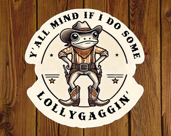 Funny Frog Meme Sticker: Retro Cowboy Toad Vinyl Decal