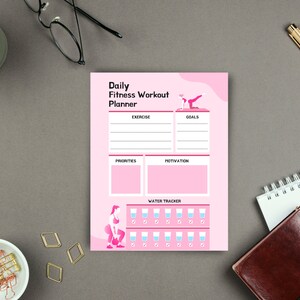 Fitness Planner, Workout Planner, Self-Care Checklist, Workout Planner Fitness Journal, Wellness, Health Goal