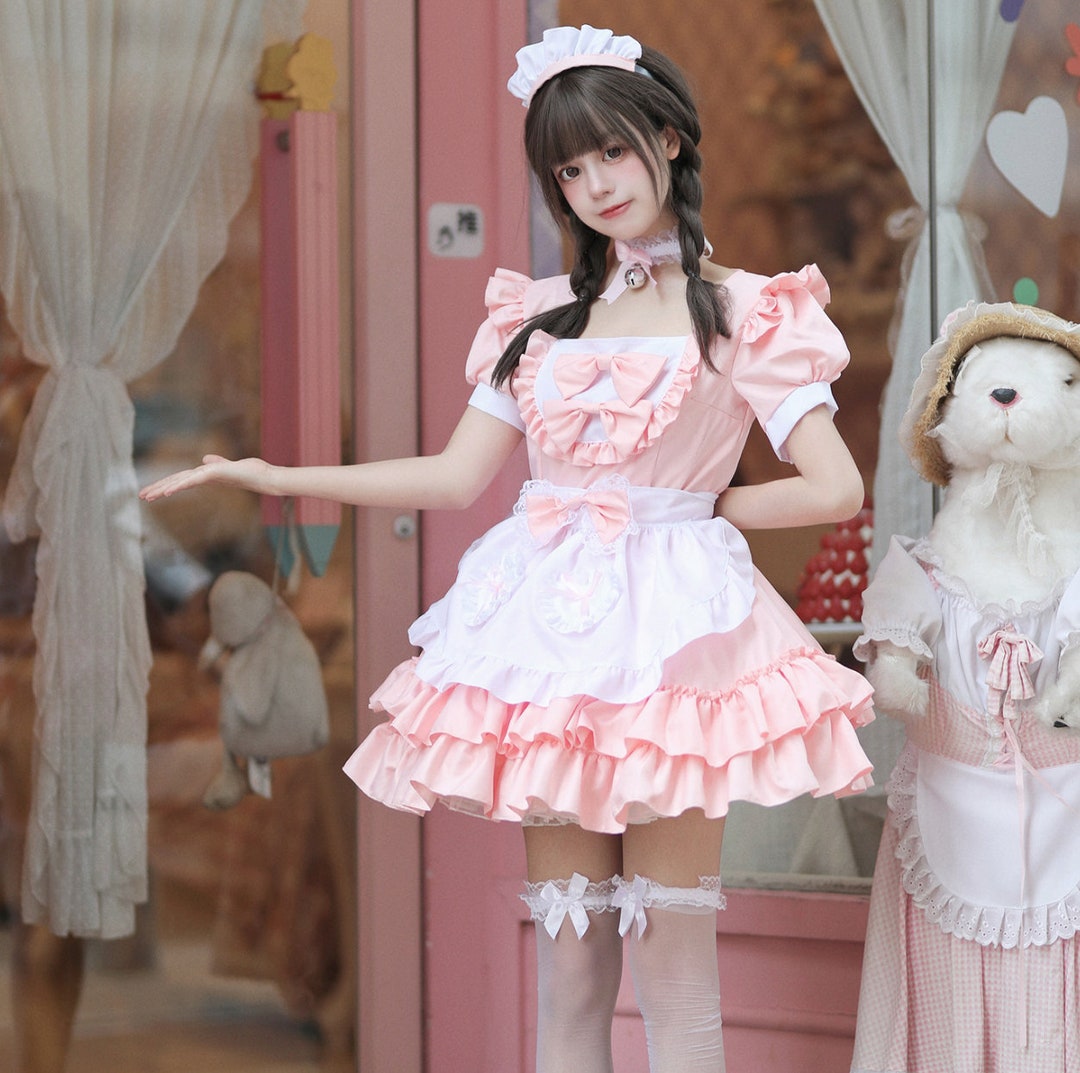 How To Make A Japanese Maid Costume Pink Maid Uniformjapanese Maid Cosplaycostume Women - Etsy