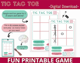 Printable Tic Tac Toe Game: Family Entertainment (Digital Download)