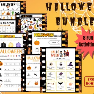 Activité d'Halloween pour le préscolaire | Lot d'Halloween | Activité d'apprentissage pour enfants | Feuilles de travail pour la maternelle Imprimer | Halloween imprimable | PDF