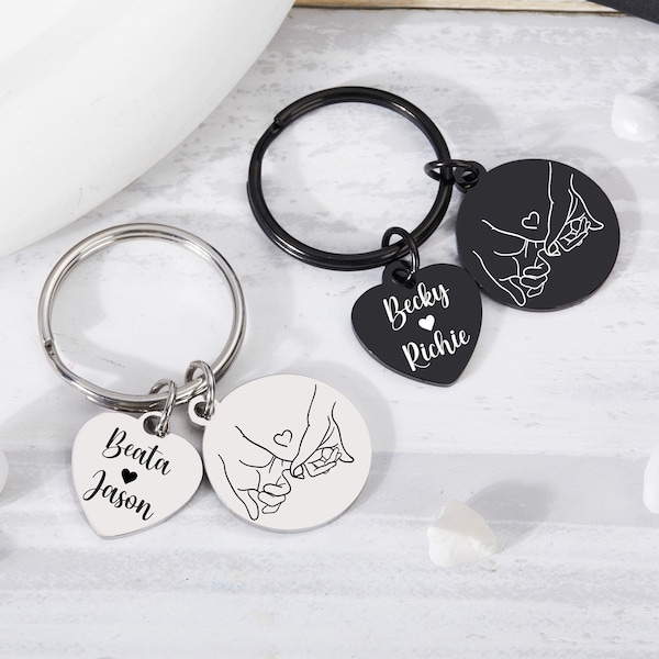 Personalized Keychain,Pinky Promise Keychains,Custom Couple Keychain,Engraved Pinky Promise Keyrings,Valentine's Day Keychain Gifts