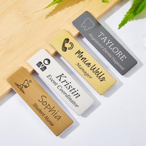 Personalized Name Tag Badge,Engraved Name Plate Tags,Badge Name Holder,Magnetic Name Tags,Metal Name Tags,Corporate Business Event Badge