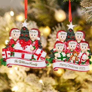 Personalisierte Familie Weihnachten Ornament, 2026 Weihnachten Ornament, Laser gravierte Familie Ornament, benutzerdefinierte Familie Ornament für Weihnachtsbaum Dekor Bild 1