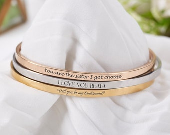 Personalised Bangle Cuff Bracelets for Women,Engraved Bracelet,Custom Name Bracelets,Summer Jewelry,Family Couple's Gift,Gift for her