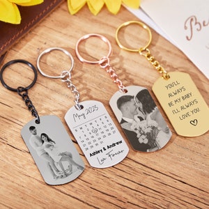 Personalized Photo Keychain,Engraved Picture Keychain,Custom Picture Keychain,Doubled Sided Keychain,Valentine&#39;s Day Gift For Boyfriend