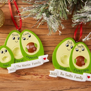 Personalised Christmas Ornament Ornament Family Avocado Ornament,2-4 People Expecting Avocado Hand Personalized Christmas Ornament zdjęcie 1