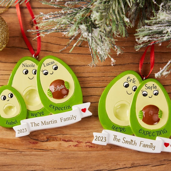 Personalised Christmas Ornament  Ornament Family Avocado Ornament,2-4 People Expecting Avocado Hand Personalized Christmas Ornament