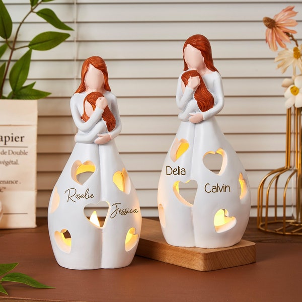 Personalized Mom Gift,Mom & Daughter's Love Candle Holder Statue,Mother's Day Gift,Daughters from Mother Gifts,Sister Gifts, Statue Gift