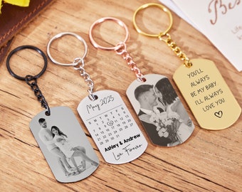 Personalized Photo Keychain,Engraved Picture Keychain,Custom Picture Keychain,Doubled Sided Keychain,Valentine's Day Gift For Boyfriend