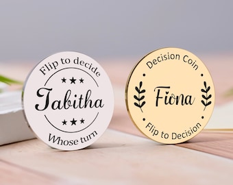 Personalized Decision Maker Coin,Custom Couples Flip Coin,Argument Solver,Decision Coin,Flip to Decide Coin Couples Gift For Him