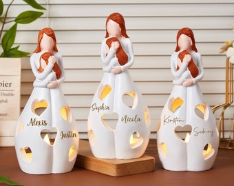 Personalized Mother's Day Statue,Mom & Daughter's Love Candle Holder Statue,Mother's Gift for Mother in Law,Daughters Gifts,Xmas,Birthday