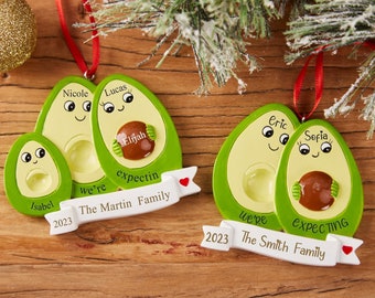 Personalisierte Weihnachtsverzierung Verzierung Familie Avocado Verzierung, 2-4 Personen, die Avocado Hand personalisierte Weihnachtsverzierung erwarten