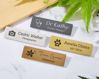 Insignias de nombre personalizadas, etiqueta de nombre magnética para el trabajo, etiqueta de placa de nombre, insignia de personal grabada, etiquetas de identificación del personal, etiqueta de nombre de médico de enfermería, regalos de empleado