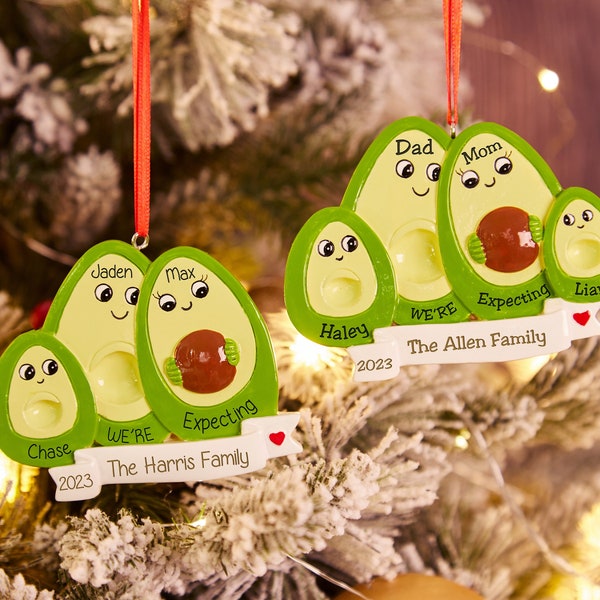 Avocado Expecting Parents Personalized Christmas Ornament,2-4 Avocados Expecting a Baby,Personalized Couple Ornament,Pregnancy Ornament