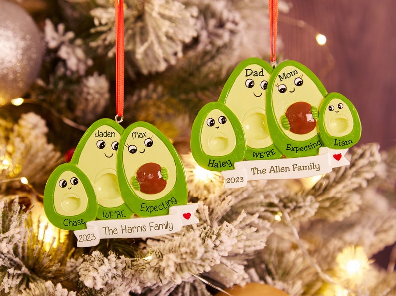 Personalised Christmas Ornament Ornament Family Avocado Ornament,2-4 People Expecting Avocado Hand Personalized Christmas Ornament zdjęcie 8