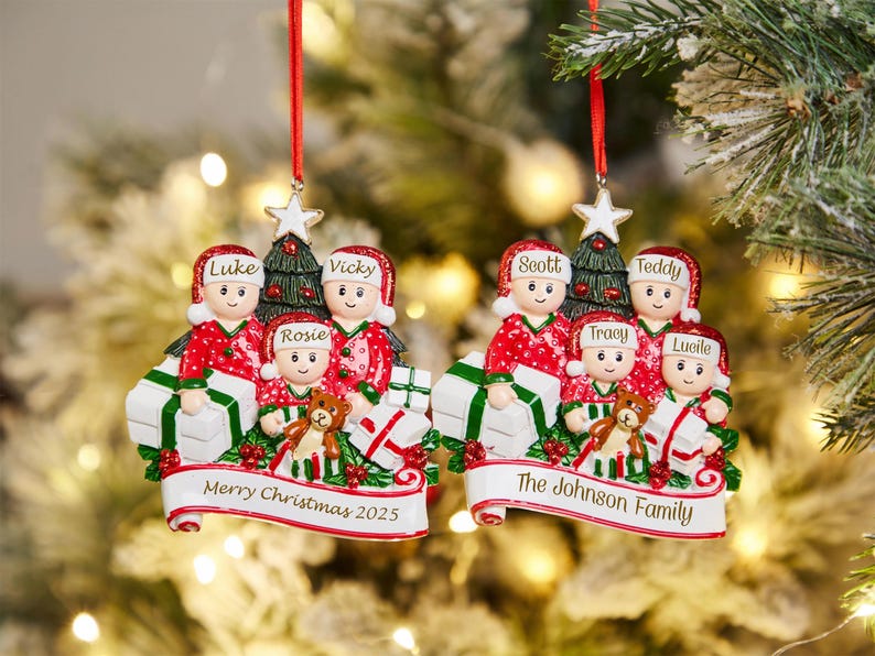 Personalisierte Familie Weihnachten Ornament, 2026 Weihnachten Ornament, Laser gravierte Familie Ornament, benutzerdefinierte Familie Ornament für Weihnachtsbaum Dekor Bild 3