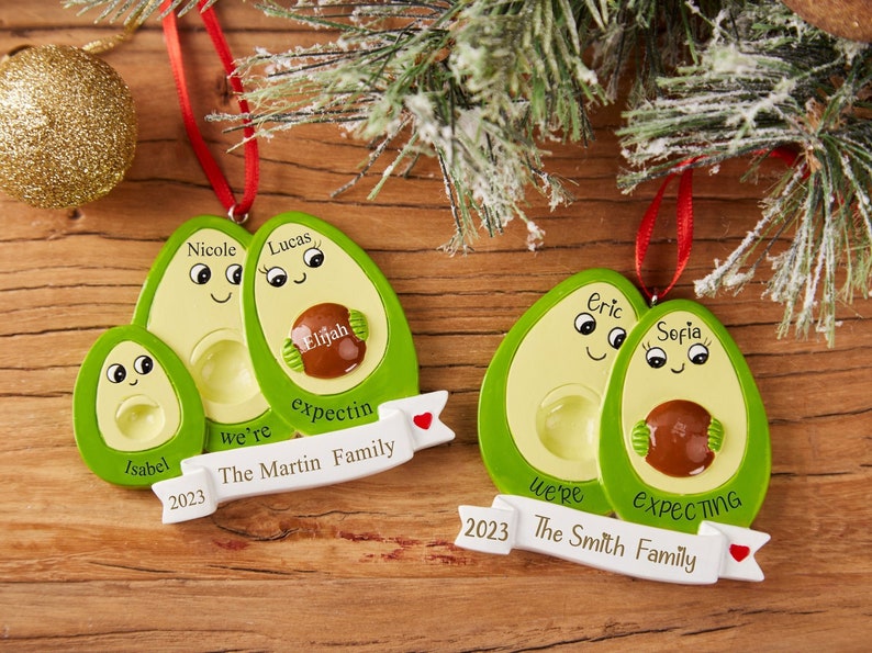 Personalised Christmas Ornament Ornament Family Avocado Ornament,2-4 People Expecting Avocado Hand Personalized Christmas Ornament zdjęcie 1