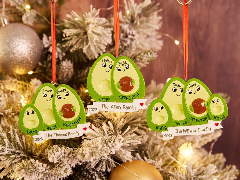 Personalised Christmas Ornament Ornament Family Avocado Ornament,2-4 People Expecting Avocado Hand Personalized Christmas Ornament zdjęcie 10