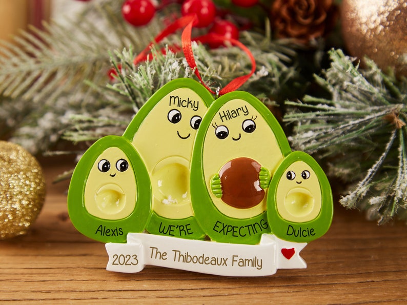 Personalised Christmas Ornament Ornament Family Avocado Ornament,2-4 People Expecting Avocado Hand Personalized Christmas Ornament zdjęcie 2
