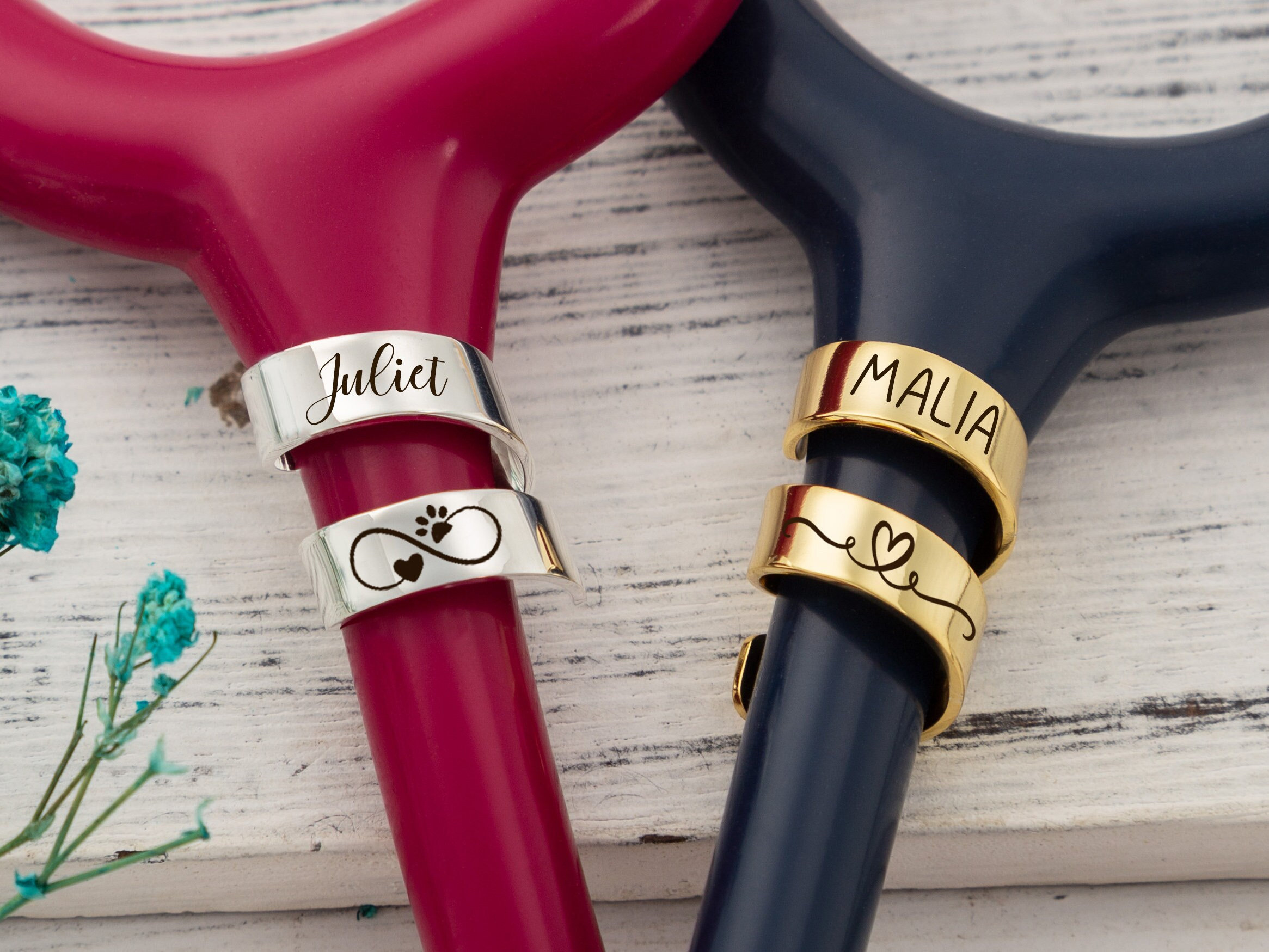 Stethoscope ID Tag, Stethoscope ID Ring, Stethoscope Charm, Personalized Stethoscope Name Tag, Nurse Graduation Gift,Gift for Doctor