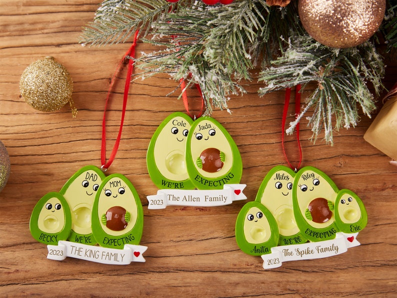 Personalised Christmas Ornament Ornament Family Avocado Ornament,2-4 People Expecting Avocado Hand Personalized Christmas Ornament zdjęcie 9