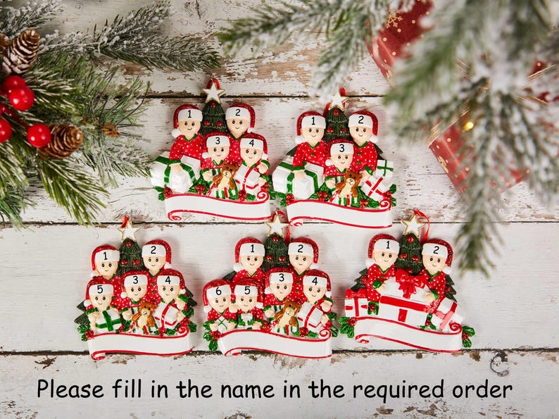 Personalisierte Familie Weihnachten Ornament, 2026 Weihnachten Ornament, Laser gravierte Familie Ornament, benutzerdefinierte Familie Ornament für Weihnachtsbaum Dekor Bild 5