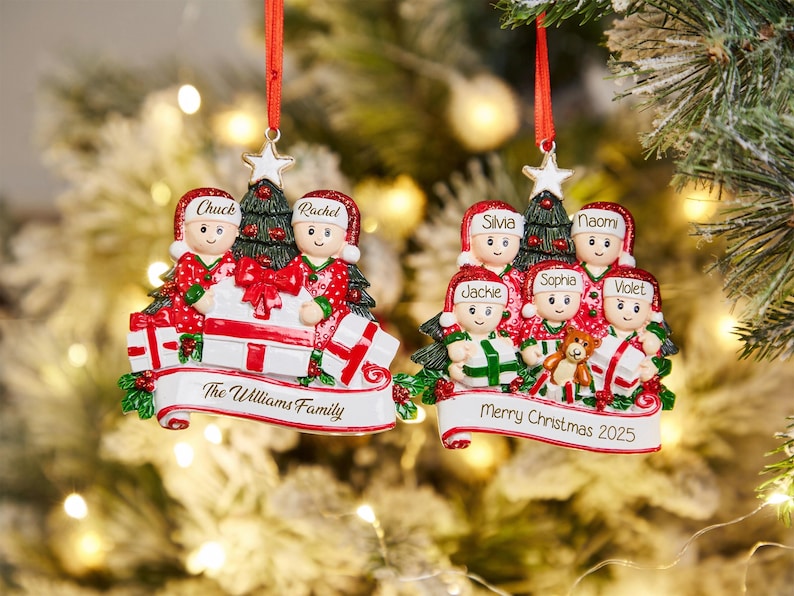 Personalisierte Familie Weihnachten Ornament, 2026 Weihnachten Ornament, Laser gravierte Familie Ornament, benutzerdefinierte Familie Ornament für Weihnachtsbaum Dekor Bild 1