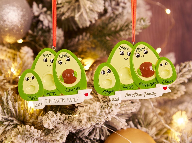 Personalised Christmas Ornament Ornament Family Avocado Ornament,2-4 People Expecting Avocado Hand Personalized Christmas Ornament zdjęcie 3