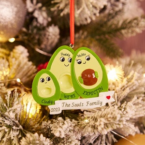 Personalised Christmas Ornament Ornament Family Avocado Ornament,2-4 People Expecting Avocado Hand Personalized Christmas Ornament zdjęcie 6