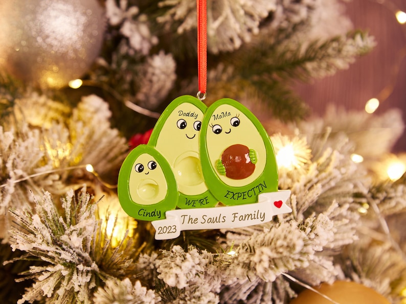 Personalised Christmas Ornament Ornament Family Avocado Ornament,2-4 People Expecting Avocado Hand Personalized Christmas Ornament zdjęcie 6