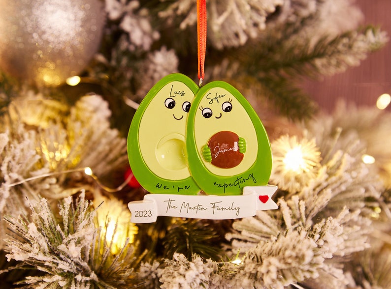 Personalised Christmas Ornament Ornament Family Avocado Ornament,2-4 People Expecting Avocado Hand Personalized Christmas Ornament zdjęcie 4