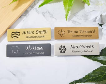 Magnetic Name Tag With Logo,Engraved Name Tag Badges,Custom Business Name Tags,Metal Name Tags,Staff ID Tags,Wearable Magnetic Name Tags